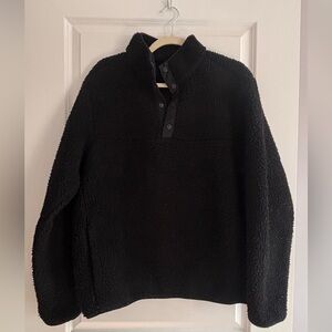 Lands' End Black Sherpa Pullover Sweater